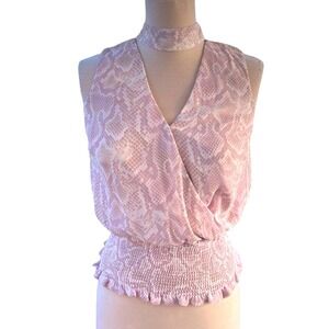 White House Black Market Mob Wife‎ Snakeskin Choker Top Sleeveless Blouse Size 0